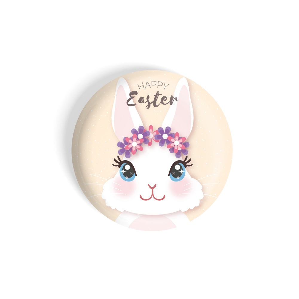 dhcrafts Round Fridge Magnet Yellow Easter D1 Glossy Finish Design Pack of 1 (58 mm)